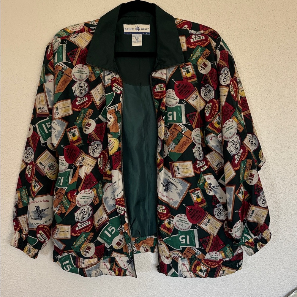 90s SILK golf print jacket Vtg